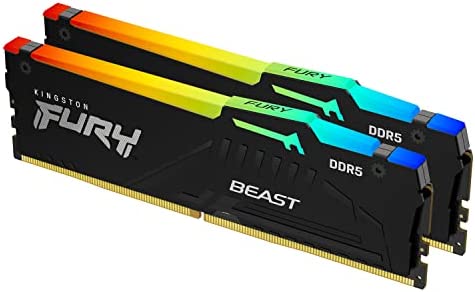 Kingston Technology KF560C36BBEAK2-32 Fury Beast DDR5 RGB 32GB (2x16GB) 6000MT/s DDR5 CL36 DIMM Mémoire pour PC de Gamer Kit de 2 - KF556C36BBEAK2-32 Fiche Technique et Prix au Maroc