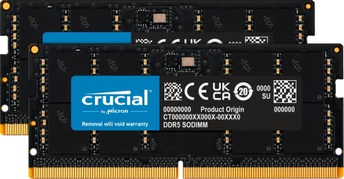 Crucial RAM 32Go Kit (2x16Go) DDR5 4800MHz CL40 Mémoire d’Ordinateur Portable CT2K16G48C40S5 Fiche Technique et Prix au Maroc