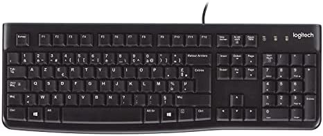 Logitech K120 Clavier professionnel filaire pour Windows et Linux Connecté USB Saisie silencieuse Support de clavier robuste résistant aux éclaboussures Disposition espagnole - Noir Fiche Technique et Prix au Maroc