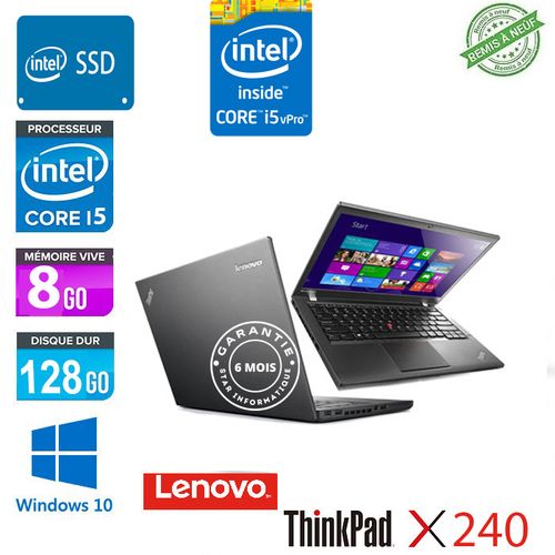 Lenovo ThinkPad X240, Intel Core i5 - RAM 8Go, SSD 128Go -REMIS A NEUF
 Fiche Technique et Prix au Maroc
