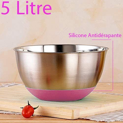 Bol inox Bol à Mélanger en Acier Inoxydable, Saladier avec Bec Verseur et Base en Silicone fond en Silicone antidérapant
 Fiche Technique et Prix au Maroc