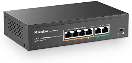 mokerlink 4 Port PoE Switch, 2 Uplink Ethernet Port, 78W Haute Puissance, IEEE802.3af/at, Fanless Metal, Plug & Play Fiche Technique et Prix au Maroc