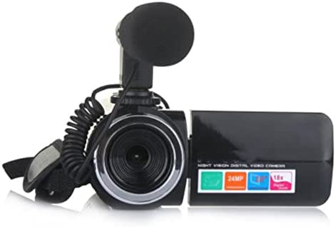 Appareil photo LCD 7,6 cm avec zoom numérique 18x et accessoires de microphone - Caméra vidéo professionnelle - Caméscope - Vision nocturne Fiche Technique et Prix au Maroc