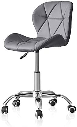 Tukailai 1 chaise de bureau pivotante réglable en similicuir rembourré avec roulettes et base chromée - Gris Fiche Technique et Prix au Maroc