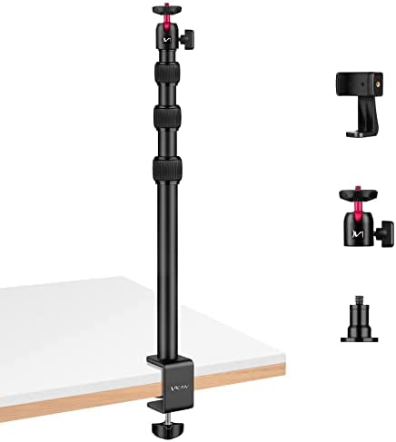Victiv Support de Table pour Appareil Photo, 37cm-105cm Support de Lumière de Bureau, Trépied de Table à Clipser avec vis 1/4" & Support de Téléphone pour DSLR Caméra, Smartphone, Lumière LED, Webcam Fiche Technique et Prix au Maroc