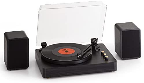Auna Platine Vinyle Bluetooth, Tourne Disque Vinyle avec Haut Parleur, Tourne-disques Audio Vinyle 33 Tours, Chaine HiFi Platine Vinyle, Lecteur Vinyles Vintage Meuble Platine Vinyle Portable, AUX Fiche Technique et Prix au Maroc