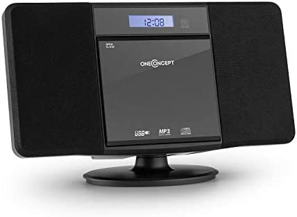 onceConcept V-13 - Chaîne HiFi, Radio CD, Lecteur CD Radio, Lecteur CD-MP3, Tuner Radio FM, 2 Hauts-parleurs, Écran LCD, Port USB, AUX-in, Montage Mural - Noir Fiche Technique et Prix au Maroc