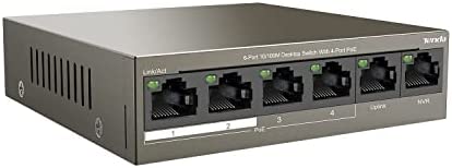 Tenda PoE Switch 6 ports 10/100 Mbps aves 4 Ports PoE, Switch PoE 63W, Plug and Play, Boîtier Métal, Idéal pour la Maison, les PME, les Supermarchés et les Restaurants(TEF1106P-4-63W) Fiche Technique et Prix au Maroc
