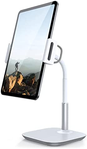 Amazon Brand - Eono Support Tablette à Col de Cygne Bureau - Réglable Base Lourde Dock pour iPad Pro 9.7/10.5/11/12.9, Air/Mini 2 3 4 5 6, Switch, Galaxy Tab, iPhone, Appareils 4.7"-12.9" - Blanc Fiche Technique et Prix au Maroc
