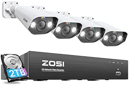 ZOSI 8CH 4K 2To PoE NVR avec 8MP Caméra de Sécurité PoE Kit Vidéo Surveillance pour Extérieure, Détection Humaine, Audio Bidirectionnel et Alarme de Son et de Lumière, Vision Nocturne Couleur Fiche Technique et Prix au Maroc