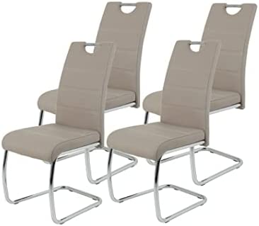 Apollo 810795 Flora Lot de 4 chaises cantilever en cuir synthétique Structure chromée/tissu cappuccino Fiche Technique et Prix au Maroc