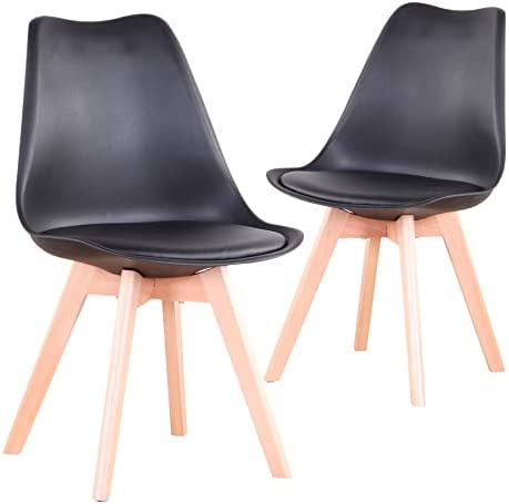 BenyLed Lot de 2 Chaises de Salle à Manger Scandinaves, Siège Cuisine Plastique Similicuir, Noir Fiche Technique et Prix au Maroc