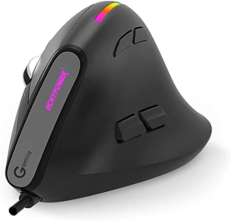 ECHTPower Souris Ergonomique Verticale Filaire, Souris Vertical avec Fil Mouse Gaming Wired pour Droitier avec 6 DPI Réglable RGB Lumière Personnalisé 9 Boutons Programmables pour PC Ordinateur Fiche Technique et Prix au Maroc