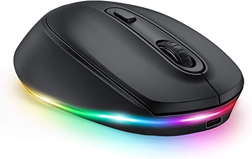 Souris sans Fil LED, Rechargeable, Souris Double Mode (Bluetooth5.0+BT 5.0+ USB), 2400 DPI, Souris Optique pour Ordinateur Portable/PC/Tablette/Mac, Noir Fiche Technique et Prix au Maroc