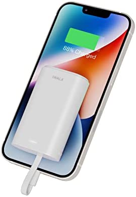 iWALK Compact Batterie Externe 9000mAh Chargeur Portable avec Câble Intégré, Mini Power Bank Compatible avec iPhone XS, XR, X, 8, 8 Plus 7, AirPods, Samsung Galaxy and More (Rouge) Fiche Technique et Prix au Maroc