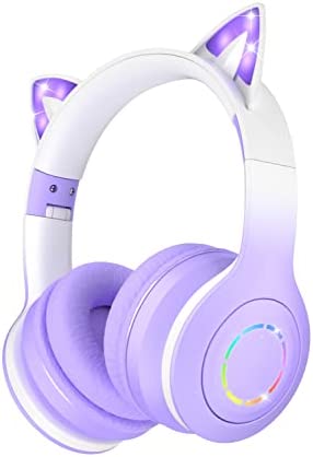 VuyKoo Bluetooth Casque Audio Enfants avec HD Microphone/Lumières LED, Casque de Chat du Volume Limité 85/95dB, Son Stéréo Ecouteurs Enfants pour Smartphone,iPad,Tablet,Kindle,Ecole (Violet) Fiche Technique et Prix au Maroc
