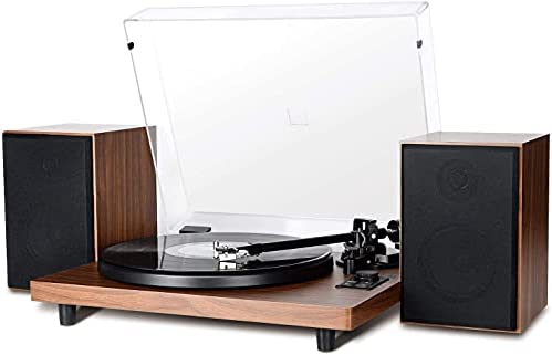 DIGITNOW! Platine Vinyle Bluetooth USB,Tourne Disque Vinyle avec Haut Parleur, Chaîne Hi-FI compacte Stéréo Système,avec contrepoids réglable Cartouche magnétique, Sortie RCA, Brun Fiche Technique et Prix au Maroc