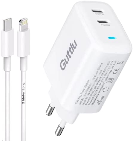 Certifié MFi 6ft avec Rapide Chargeur USB C 40W Original Guttlu Type c Charge Compatible avec iPhone 14 Pro/iPhone 14 Pro Max/ 13 12 11 XR XS X Prise Secteur Bloc PD 3.0 Adaptateur Alimentation usbc Fiche Technique et Prix au Maroc