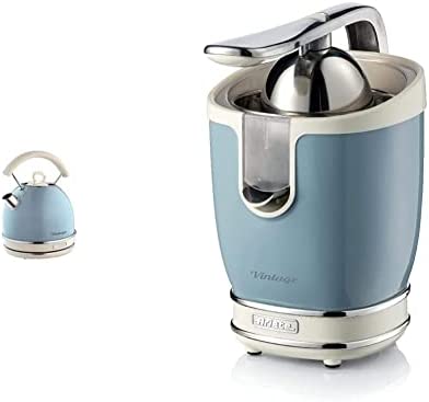 Ariete 413 Presse-agrumes vintage électrique avec levier, 2 cônes pour fruits grands et petits, bleu ciel & Vintage Bouilloire Électrique, 2000 Watts, 1,7 L, en Acier Inoxydable Peint en Bleu Pastel Avis, Fiche Technique et Prix au Maroc
