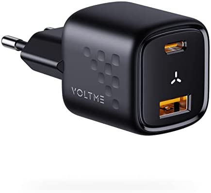 VOLTME Chargeur 30W GaN 2-Port USB C & USB Noir, Prise Charge Rapide PD3.0/QC3.0 PPS USB Secteur Chargeur 2 Sorties Compact et Portable pour MacBook Air, iPhone 14/13/12/11, Samsung, Xiaomi et Huawei Fiche Technique et Prix au Maroc