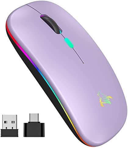 TQQ Souris sans Fil Rechargeable, Souris rétroéclairée de 7 Couleurs avec Mini récepteur USB de 2,4 GHz, Souris Gaming, Compatible avec Ordinateur Portable, PC, Ordinateur, Chromebook, Notebook Fiche Technique et Prix au Maroc