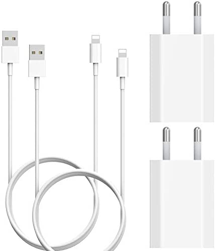 AXIULOO Chargeur USB 4-Pack 5W/1 A avec Câble 1M Charger， Prise Secteur USB Compatible pour iPhone 5 5C 5S SE 6 6S 7 8 Plus X XS XR XS 11 Pro Max，Alimentation Adaptateur adapté aux Voyages Fiche Technique et Prix au Maroc