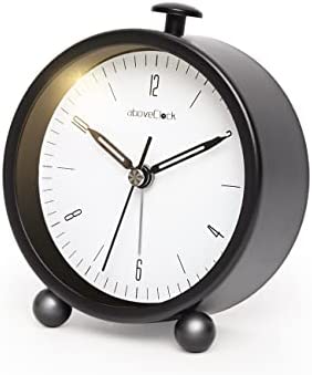 aboveClock Réveil Matin à Piles, Réveil Silencieux sans Tic-Tac, Grand Cadran Analogique Réveil, Vintage Lumineux Snooze Réveil Chevet, Noir Fiche Technique et Prix au Maroc