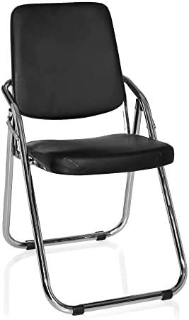 hjh OFFICE 706300 Chaise de conférence, Chaise Visiteur Pliable ESTO Noir en Simili-Cuir, mécanisme de Pliage économise la Place, Dossier et Assise rembourré, Facile d'entretien Fiche Technique et Prix au Maroc