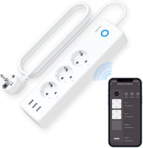 Multiprise Connectée WiFi, MultiPrise Intelligente 3 Prises 16A et 3 USB, Mesurer la Consommation électrique, Multiprise Alexa Compatible avec Alexa et Google Home, Fonction de Minuterie, 1.5M, 2,4GHz Fiche Technique et Prix au Maroc