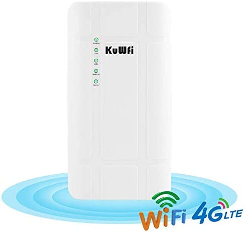 KuWFi Routeur 4G LTE, 300Mbps étanche extérieur 4G LTE CPE routeur avec Adaptateur POE CAT4 LTE routeurs 3G / 4G Carte SIM routeur WiFi pour caméra IP/Couverture WiFi extérieure Fiche Technique et Prix au Maroc