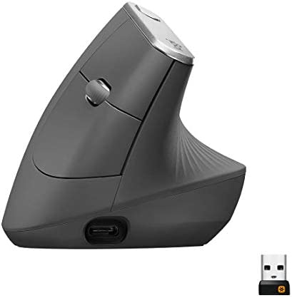 Logitech MX Vertical Souris sans Fil Ergonomique, Multi-Dispositifs, Bluetooth ou 2,4 GHz avec Récepteur USB Unifying, Suivi Optique 4000 PPP, 4 Boutons, Charge Rapide, Portable/PC/Mac/iPad OS - Gris Fiche Technique et Prix au Maroc