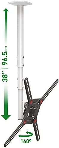 Barkan Longueur 97cm Blanc Support TV de Plafond, pour écrans 29 - 65 Pouces, Inclinable et orientable, Poids Max. 40Kg, télescopique réglable en Hauteur, pour LED OLED LCD, jusqu'à VESA 400x400 Fiche Technique et Prix au Maroc
