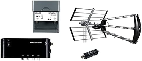 HD-LINE kit4/1 Préamplificateur 4/1 TV Amplificateur + Alimentation 4 Sorties TV pour Antenne terrestre TNT Noir & Metronic 415044 Antenne d'extérieure Trinappe 26dB UHF - Fiche F + Filtre 4G intégré Fiche Technique et Prix au Maroc