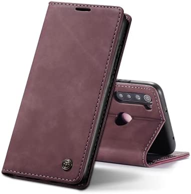 Chocoyi Coque Cuir pour Xiaomi Redmi Note 8, Protection Housse en Cuir PU Portefeuille,Fermeture Magnétique,Fentes pour Cartes,Fonction de Support.-Rouge Fiche Technique et Prix au Maroc