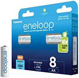 Panasonic batteries eneloop,Piles Ready-to-Use Ni-MH,AA/Mignon,8 pièces,capacité améliorée Min. 2000mAh,durée Vie 2100 Cycles Charge,Rechargeables dans Un Emballage Libre Plastique Bleu BK-3MCDE/8BE Fiche Technique et Prix au Maroc