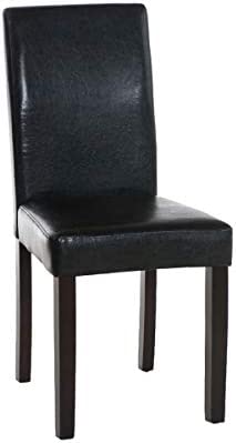 CLP Chaise de Salle à Manger INA en Similicuir I Siège Rembourré I Chaise avec Dossier Et Pieds en Bois, Couleur:Noir, Couleur du Cadre:Brun foncé Fiche Technique et Prix au Maroc