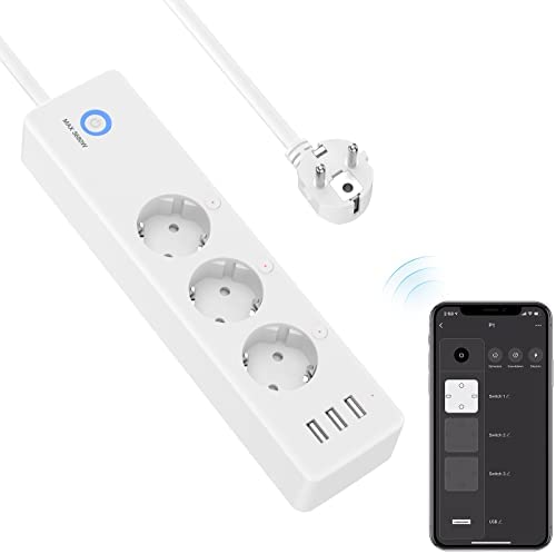 OHMAX WIFI Multiprise Connectée,Prise Intelligente 3 Prises et 3 USB, Compatible avec Alexa et Google Home, Contrôle par App, Mesurer la Consommation électrique,Fonction de Minuterie,1.5M 16A, 2,4 GHz Fiche Technique et Prix au Maroc