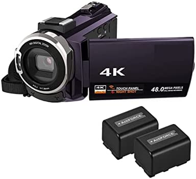 Go Pro Caméscope de caméra vidéo numérique 4K 1080P 48MP WiFi Digital 16x Zoom caméscope enregistreur avec écran Tactile capacitif à 3 Pouces Ivre Vue Infrarouge (Color : Coffee 2pcs Batterie) Fiche Technique et Prix au Maroc