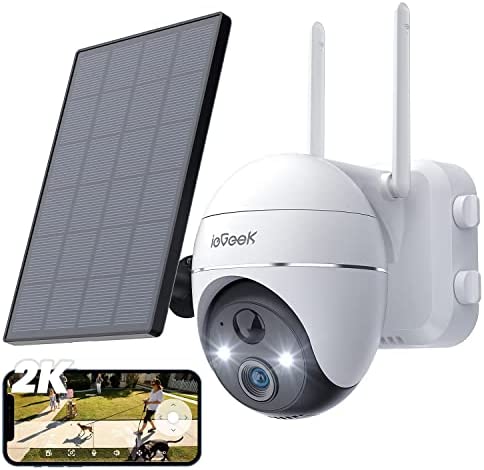 (2K Upgrade) ieGeek Caméra Surveillance WiFi Extérieure sans Fil Solaire, Caméra IP Batterie, Vision Nocturne Couleur, PIR Détection de Mouvement, Sirène d'alarme, Audio Bidirectionnel, SD/Cloud/IP65 Fiche Technique et Prix au Maroc