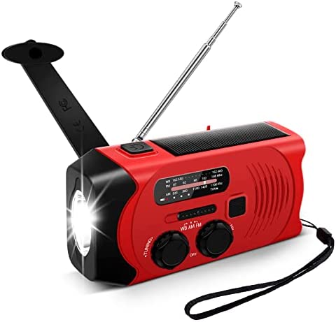 Radio solaire multifonction - Portable - Pour les urgences - Avec radio météo AM/FM NOAA - Lampe de poche LED et batterie intégrée de 2000 mAh - Alarme SOS d'urgence Fiche Technique et Prix au Maroc