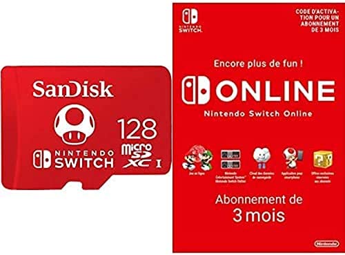SanDisk Carte microSDXC UHS-I pour Nintendo Switch 128 Go + Nintendo Switch Online - Abonnement 3 Mois (Code de téléchargement) Fiche Technique et Prix au Maroc