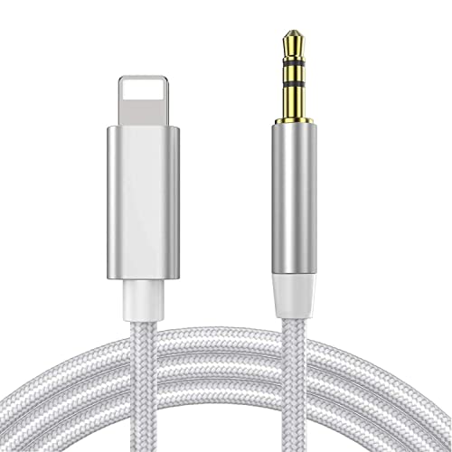 Adaptateur de câble de Voiture auxiliaire Jack mâle 3,5 mm pour iPhone, Compatible avec iPhone 13/12/11 Pro Max/ Pro/8/8Plus/7 Plus/X/XR/iPad/iPod Compatible avec Tous Les systèmes iOS，1M - Argent Fiche Technique et Prix au Maroc