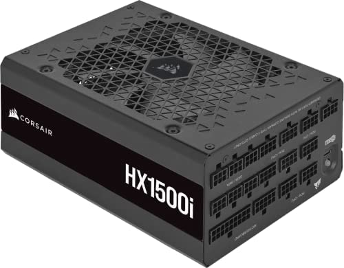 Corsair HX1500i Alimentation Numérique ATX Entièrement Modulaire Très Silencieuse (Trois Connecteurs EPS12V, Ventilateur à Roulement Hydrodynamique, Efficacité 80 Plus Platinum) Noir Fiche Technique et Prix au Maroc