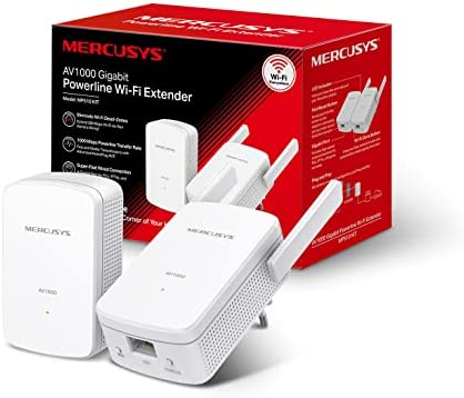 Mercusys CPL WiFi N 300Mbps + CPL 1000 Mbps Adapteur, Boitier CPL WIFI avec 1 port Gigabit et Prise Intégrée, Prise CPL WIFI Kit de 2 - Idéale pour Profiter du Service Multi-TV, Jeux Vidéo, MP510 KIT Fiche Technique et Prix au Maroc