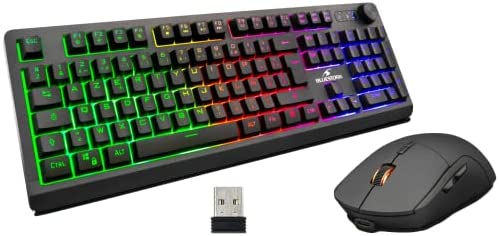 Bluestork - Pack Lumi - Ensemble Clavier Souris sans Fil RGB ,Clavier sans Fil AZERTY Retro Eclairé, Souris sans Fil Gamer 1600dpi, Batteries Rechargeables - Compatible Pc Ps5 Xbox Fiche Technique et Prix au Maroc
