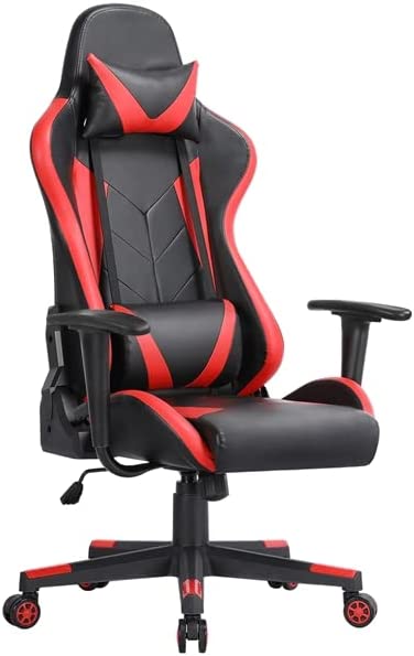 Abician Chaise Gaming Inclinable Réglable en Hauteur Fauteuil Gamer Ergonomique avec Soutien Lombaire Accoudoir Réglable Appui-tête Fauteuil Pivotant avec 5 Roulette Noir/Rouge Fiche Technique et Prix au Maroc