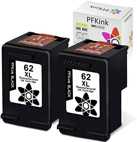 PFKink Remanufactured HP 62XL Higher Yield Cartridge for HP 62XL hp62 XL Envy 5540 5640 5660 7640 7644 7645 OfficeJet 200 250 5740 5745 8040 Combo 2 Pack Black Colour (2 Black)Avis,  Fiche Technique et Prix au Maroc