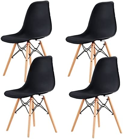 SAMPUR - lot 4 Chaise Christie de Salle à Manger | Chaise de Bureau et de Salon Design Rétro Scandinave | Chaise Salle d'Attente Durable et Elégante avec Pieds en Hêtre Massif - NoirAvis,  Fiche Technique et Prix au Maroc