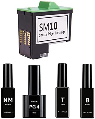 PENNY73 Jeu de Cartouches d'encre pour Imprimante à Ongles SM10 Preprint BTS, PG 4, NM et SM 10 Kit Spécial de Gel pour Les Ongles à Cartouche Jet d'encre Fiche Technique et Prix au Maroc