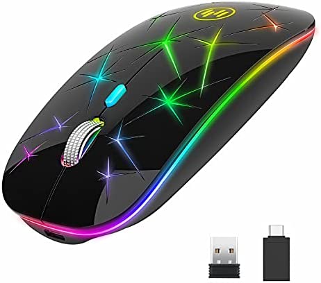 Uiosmuph U19 LED Souris sans Fil, 2.4 GHz Rechargeable silencieuse Souris Optique avec récepteur USB Nano et Adaptateur de Type C pour PC/Tablette/Ordinateur Portable (Noir) Fiche Technique et Prix au Maroc
